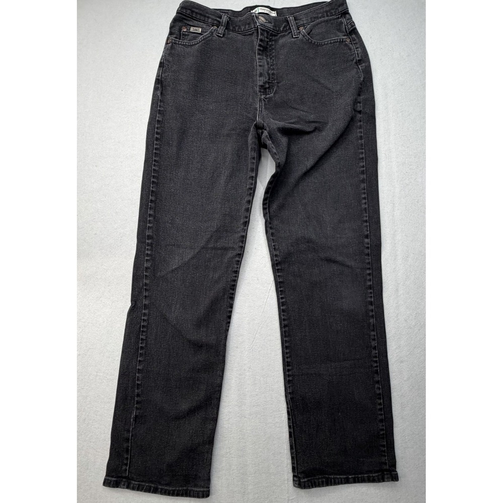 Lee Jeans Women 10 Long Black Relaxed Straight Leg Denim High Rise Stretch